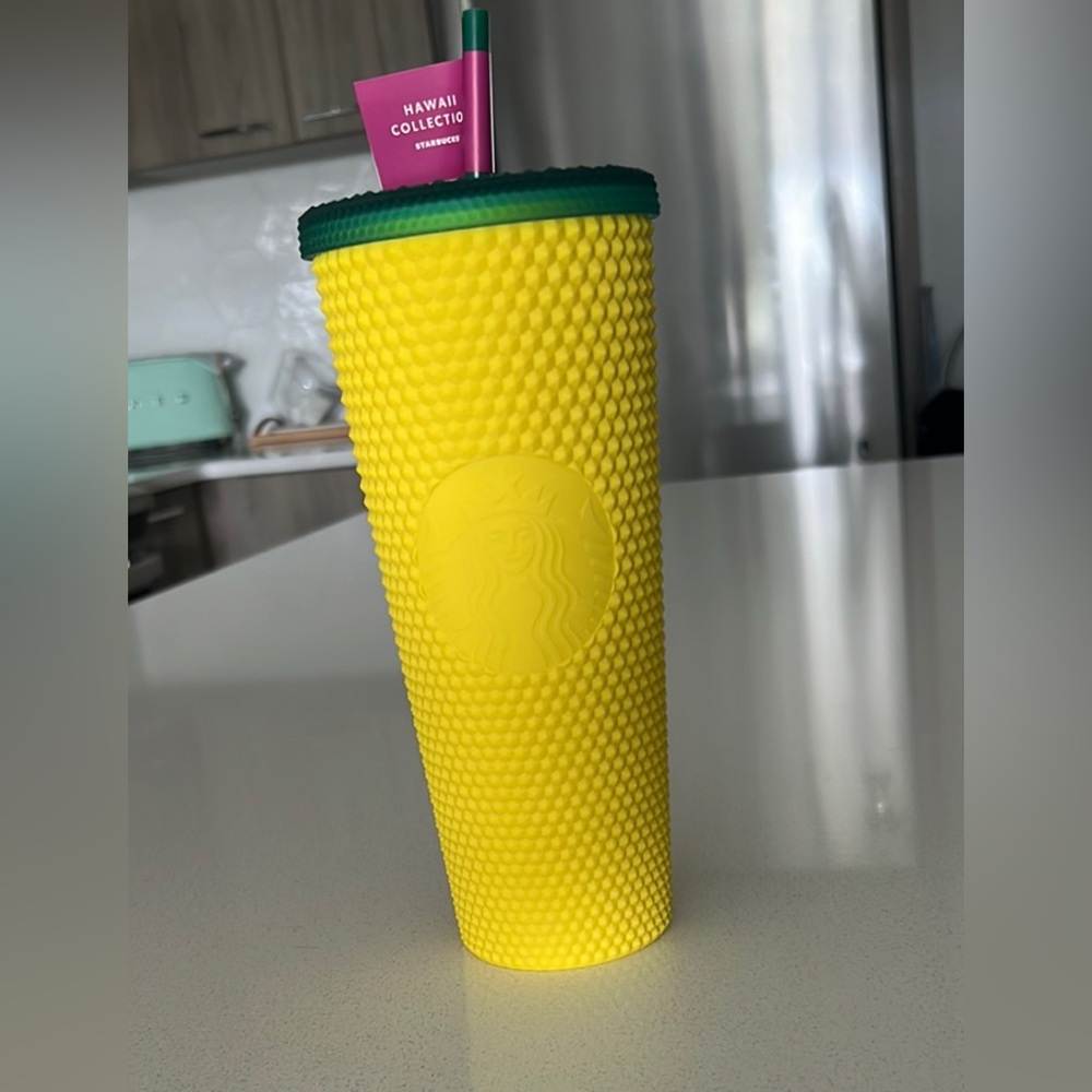 Starbucks studded Hawaii Collection Yellow Tumbler with Green Accent
